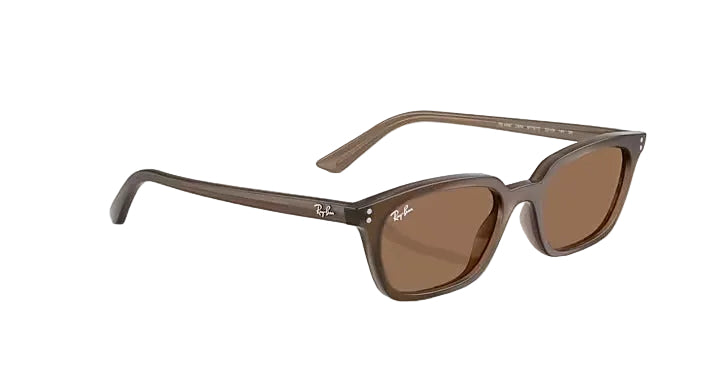 ray ban zaya bio-based sunglasses | polished transparent brown dark brown mirror gold