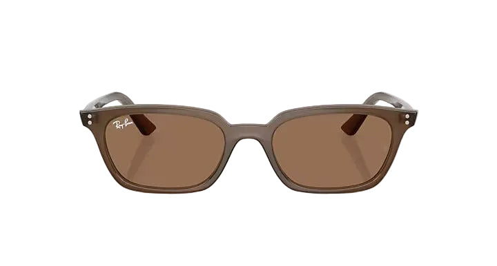 ray ban zaya bio-based sunglasses | polished transparent brown dark brown mirror gold