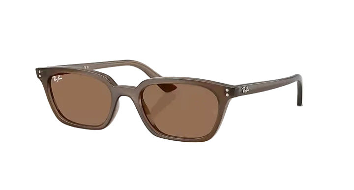 ray ban zaya bio-based sunglasses | polished transparent brown dark brown mirror gold