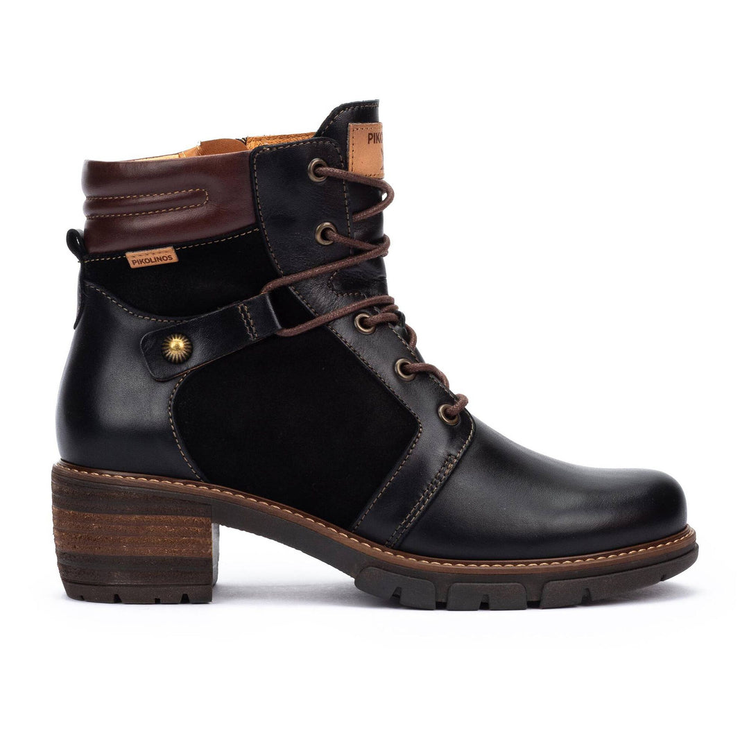 pikolinos san sebastia mid-heel ankle boot women's | black