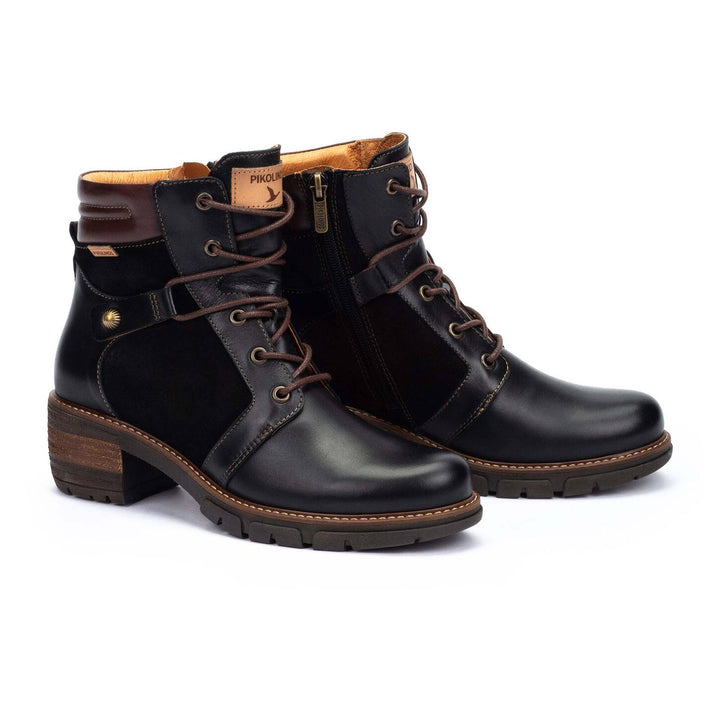 pikolinos san sebastia mid-heel ankle boot women's | black