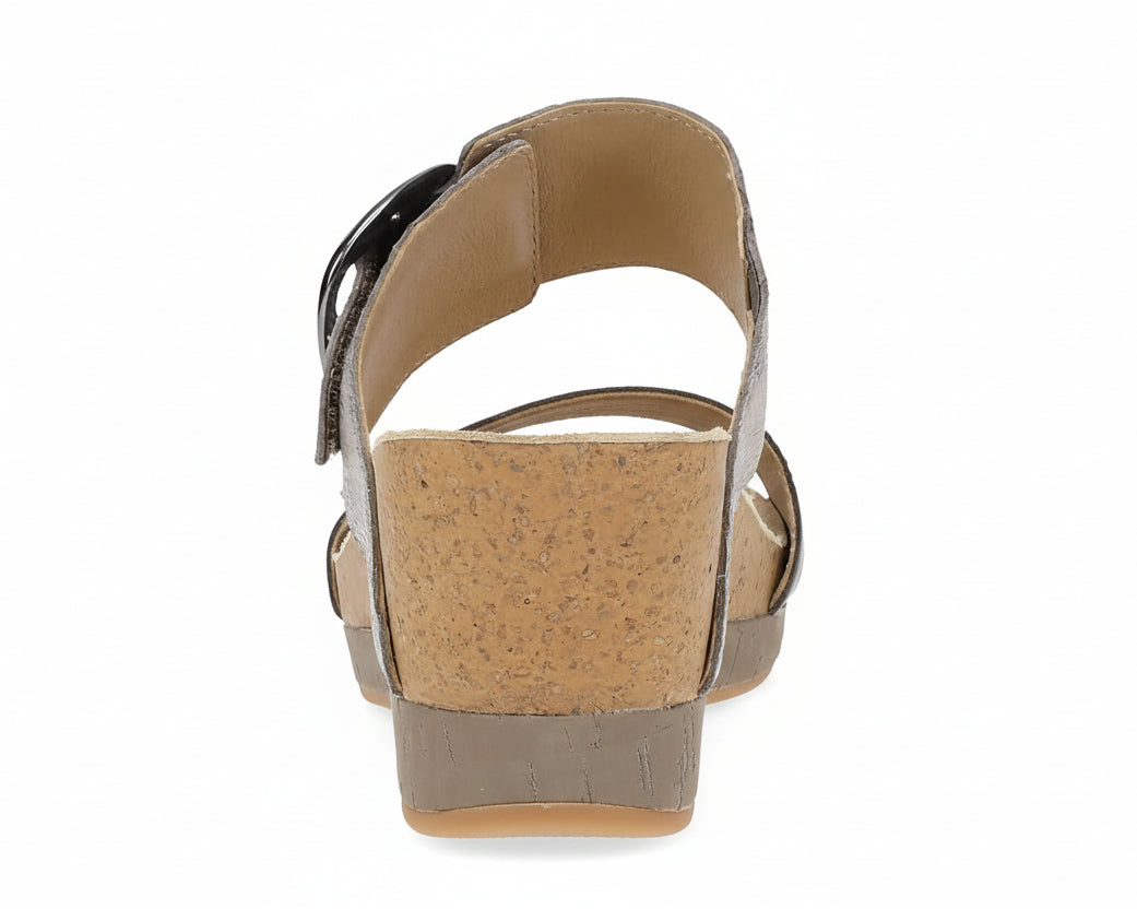 dansko shannon slip on adjustable strap wedge women's | pewter|taupe