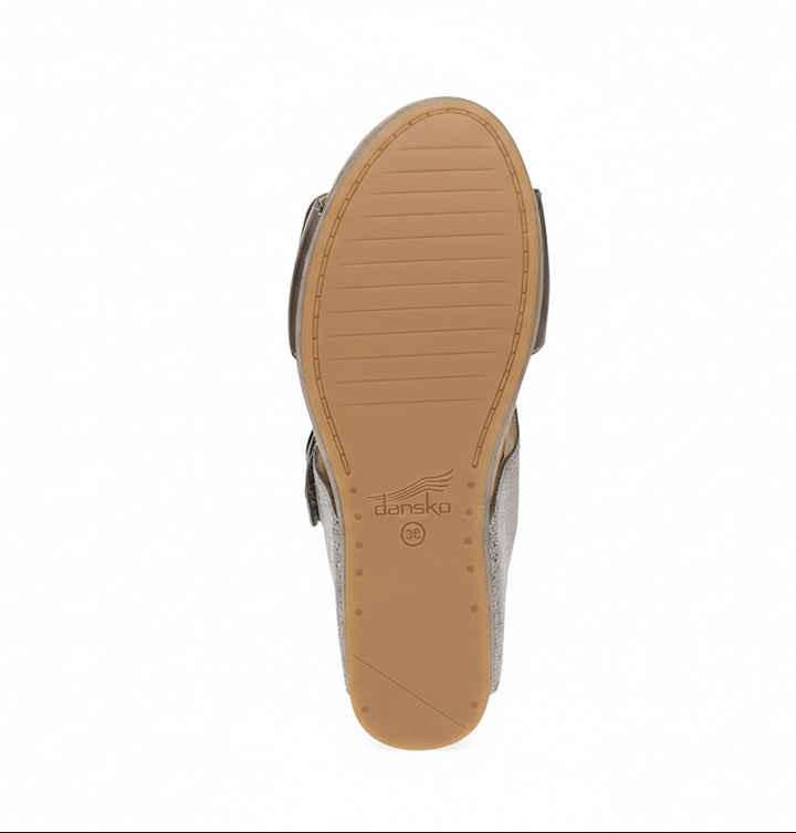 dansko shannon slip on adjustable strap wedge women's | pewter|taupe