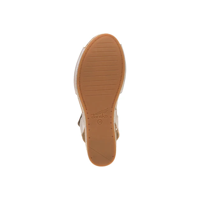 dansko stella adjustable strap wedge women's | pearl metallic
