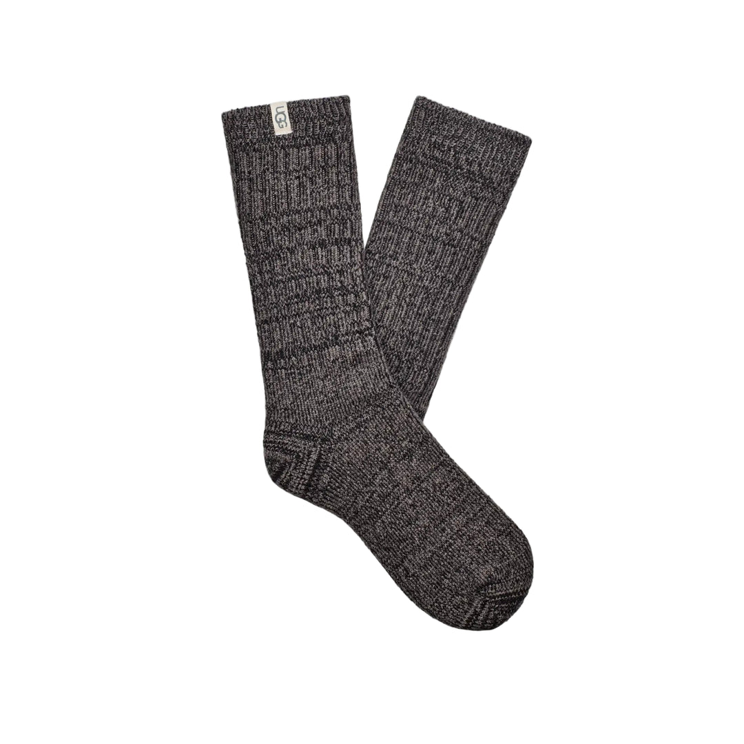 ugg rib knit slouchy crew sock women's | grey / black