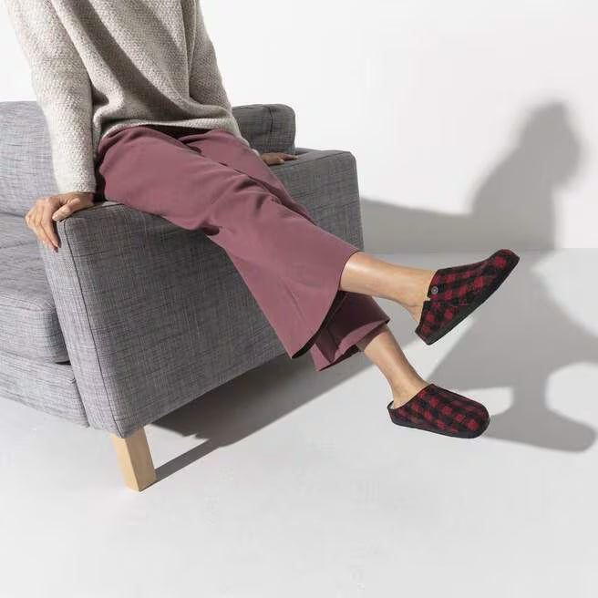 birkenstock zermatt shearling | red plaid
