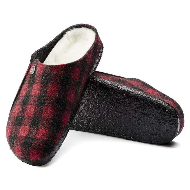 birkenstock zermatt shearling | red plaid