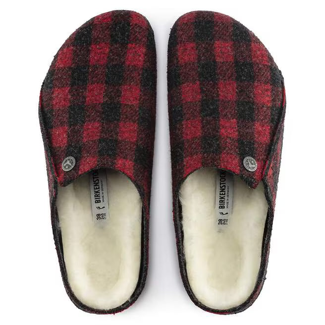 birkenstock zermatt shearling | red plaid