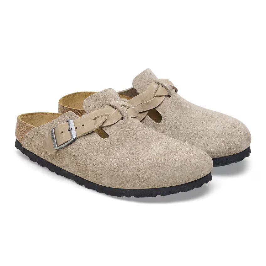 birkenstock boston braided suede leather | 