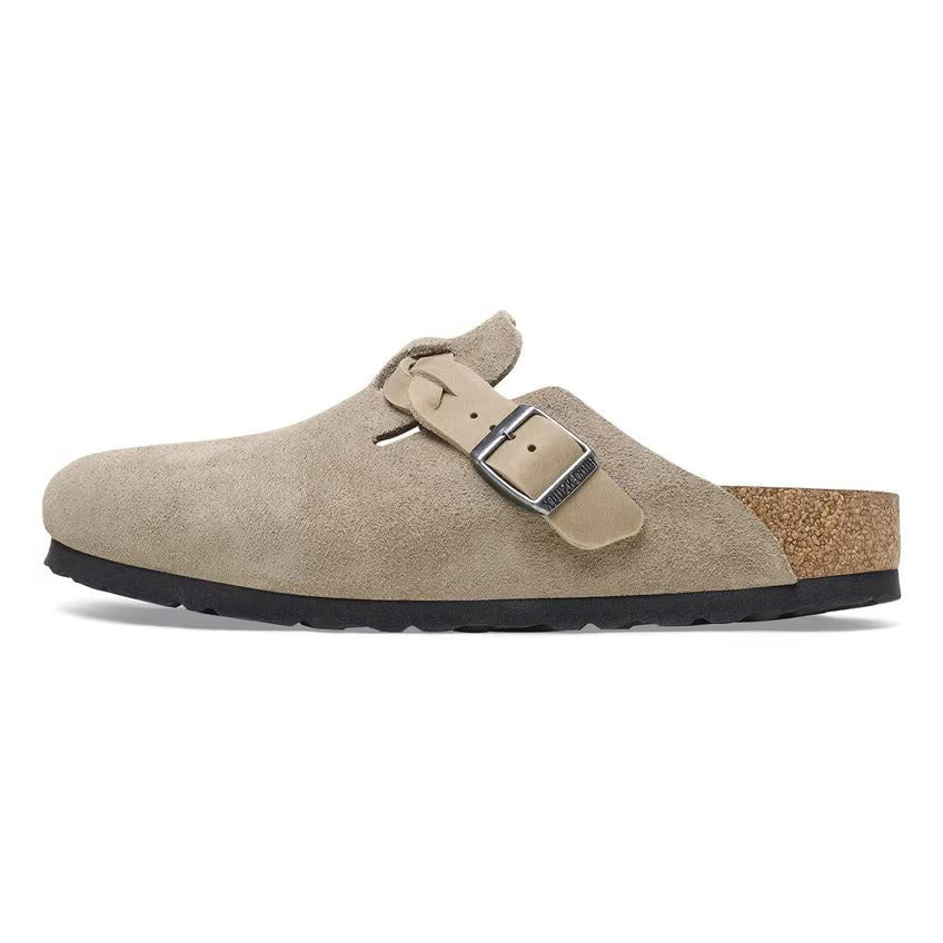 birkenstock boston braided suede leather | taupe