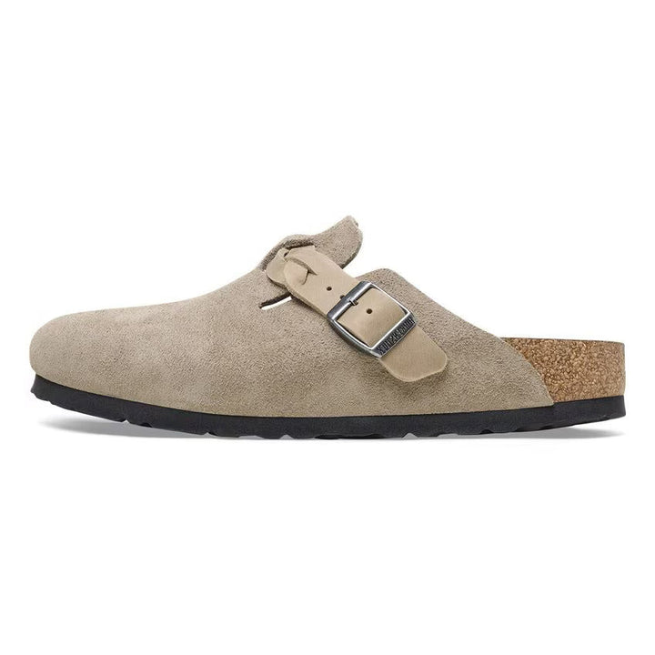 birkenstock boston braided suede leather | taupe