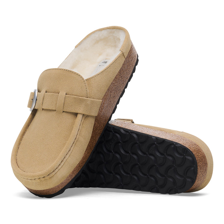 birkenstock buckley shearling narrow women's | taupe