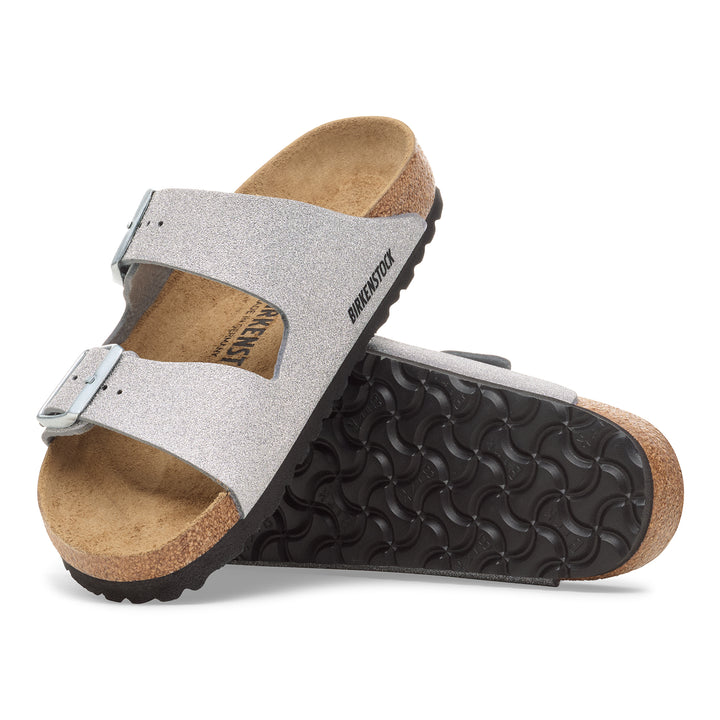 birkenstock arizona women's | shiny glitter silver
