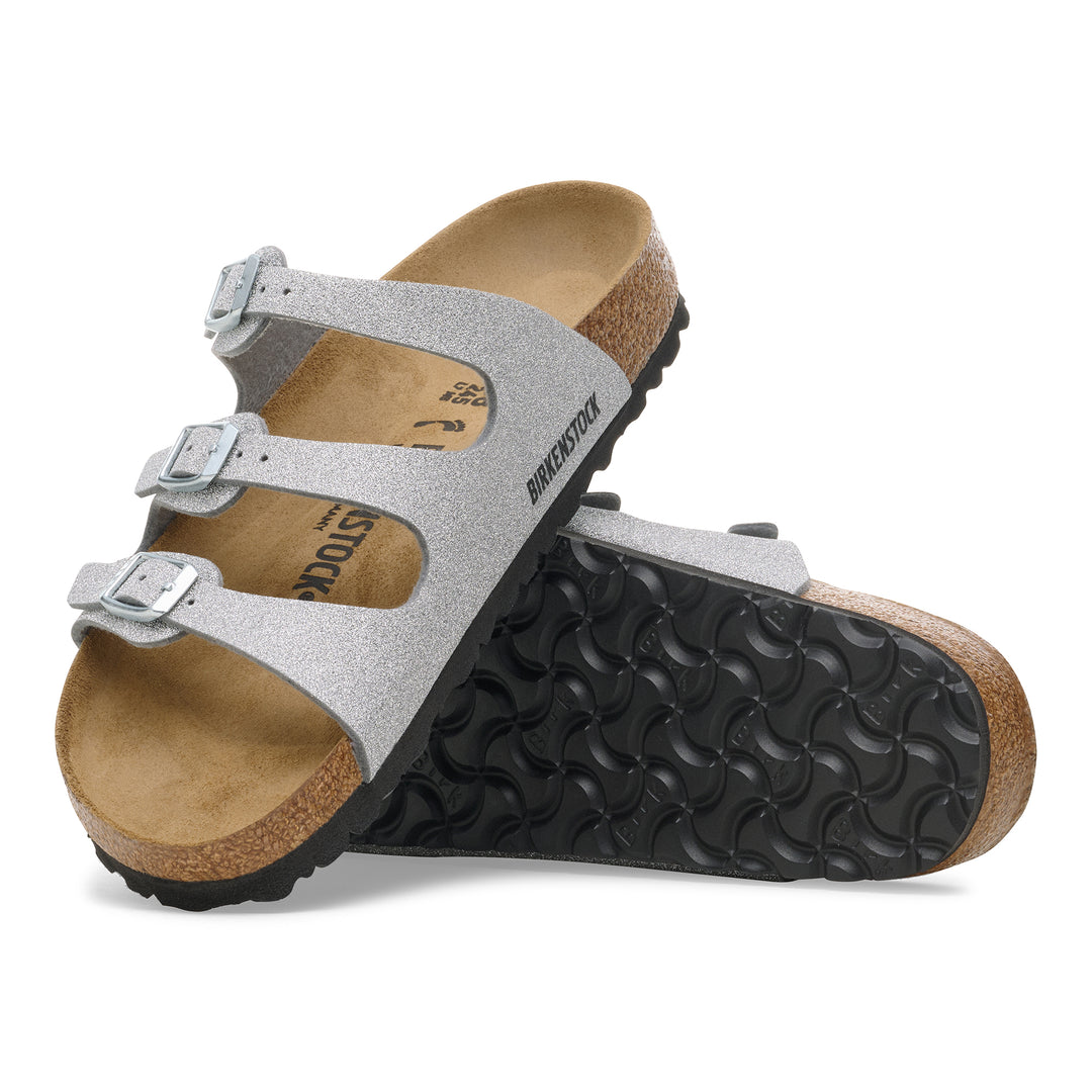 birkenstock florida women's | shiny glitter silver