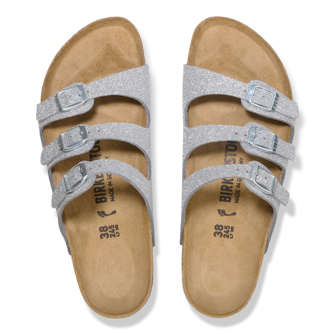 birkenstock florida women's | shiny glitter silver