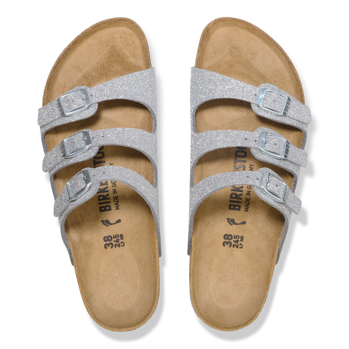 birkenstock florida women's | shiny glitter silver