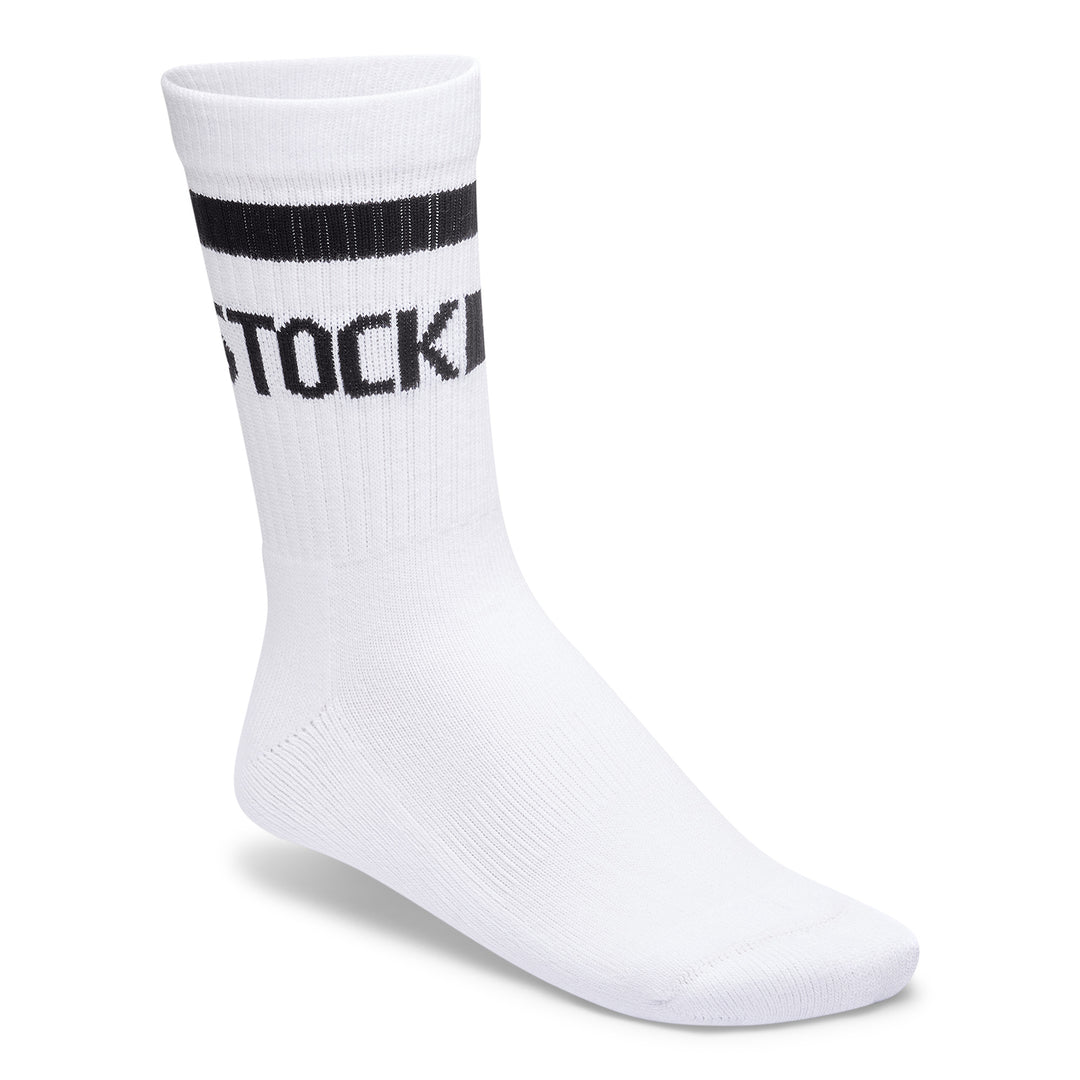 birkenstock cotton crew stripe socks | white/black