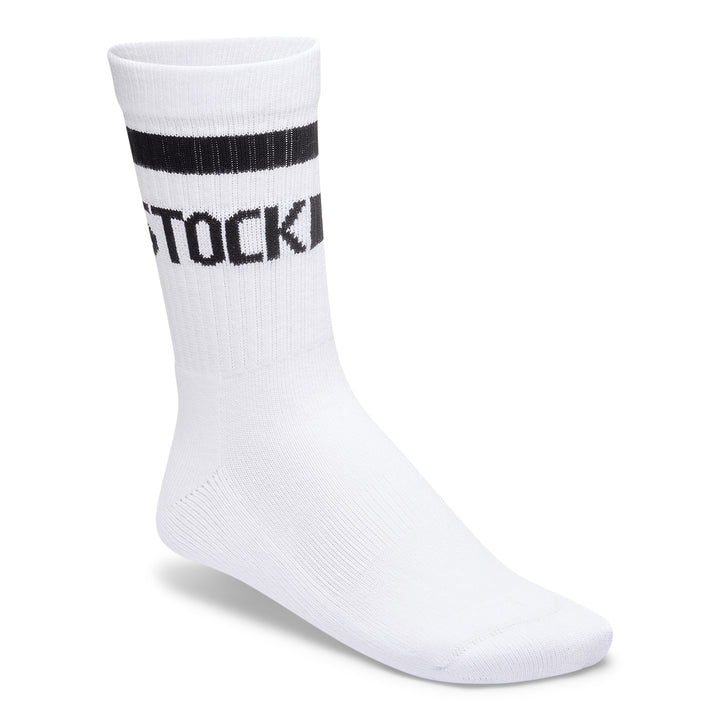 birkenstock cotton crew stripe socks | white/black