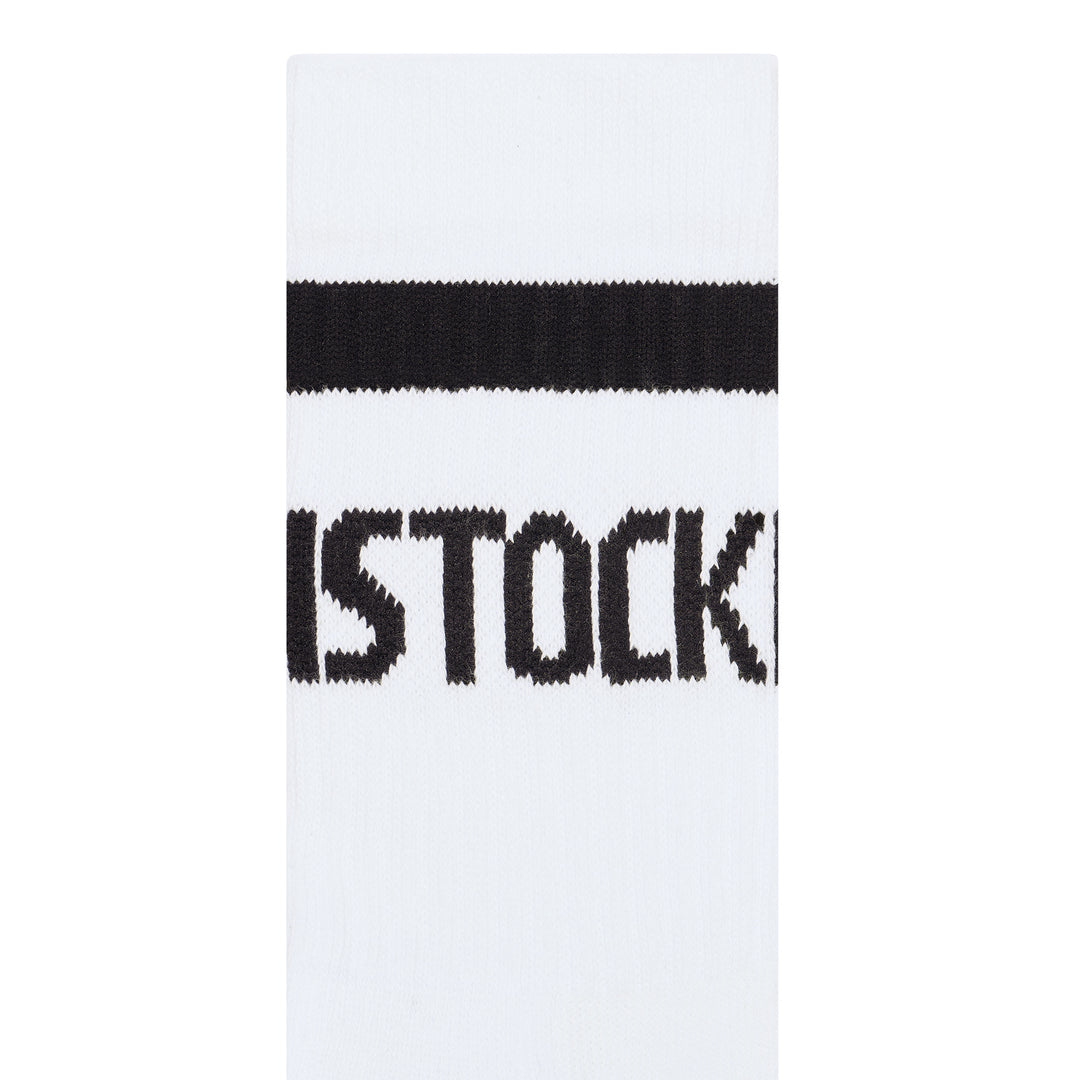 birkenstock cotton crew stripe socks | white/black