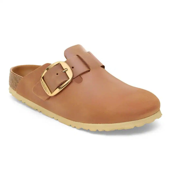 birkenstock boston big buckle oiled leather | cognac