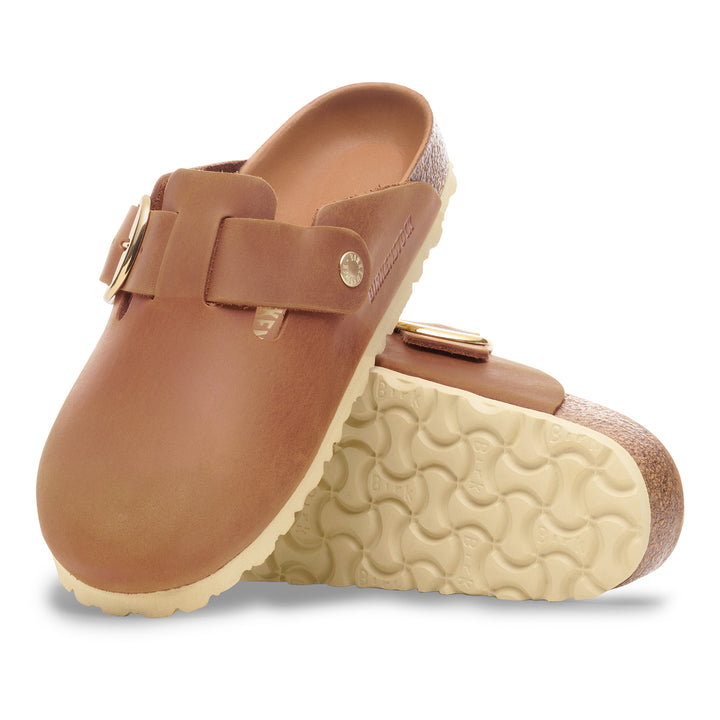 birkenstock boston big buckle oiled leather | cognac