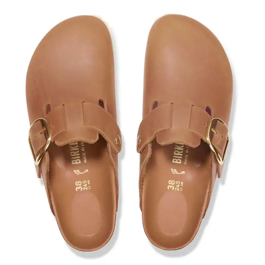 birkenstock boston big buckle oiled leather | cognac