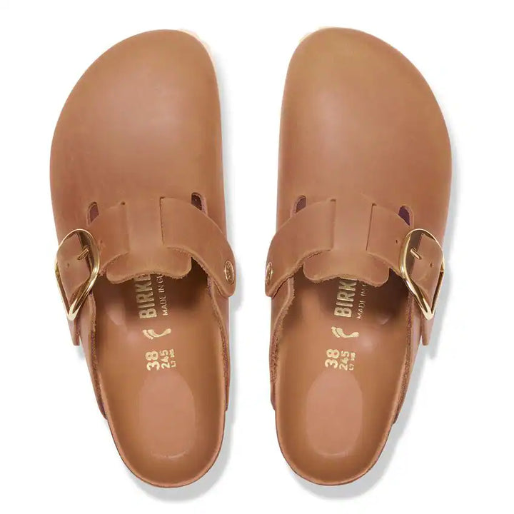 birkenstock boston big buckle oiled leather | cognac
