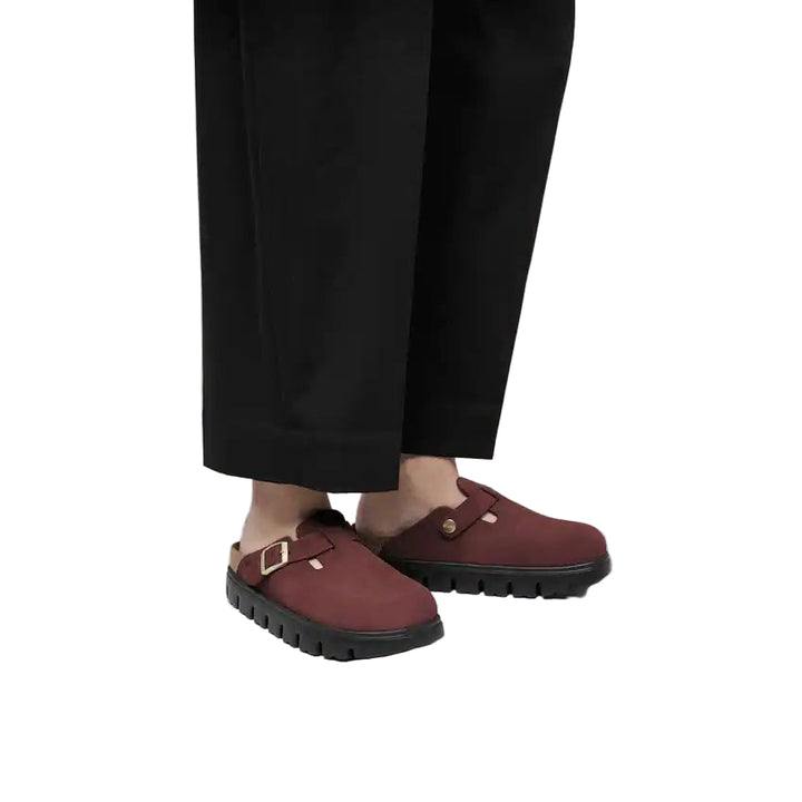 birkenstock boston chunky suede leather | zinfandel