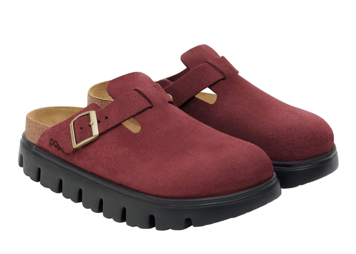 birkenstock boston chunky suede leather | zinfandel