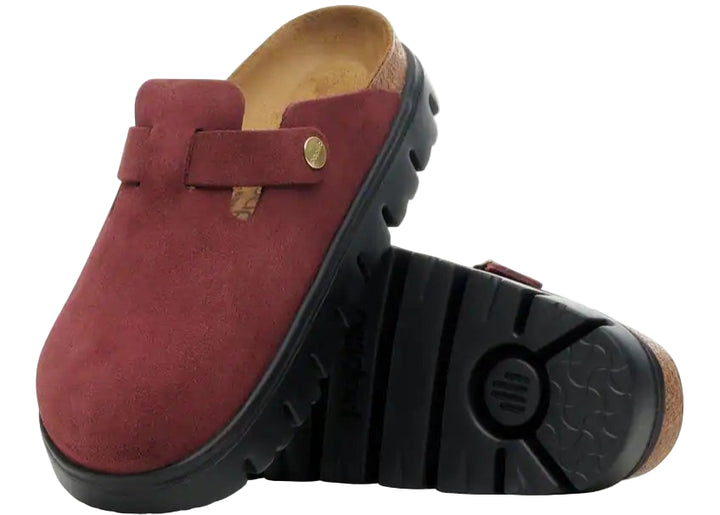 birkenstock boston chunky suede leather | zinfandel