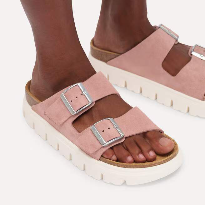birkenstock arizona platform women's | pink clay