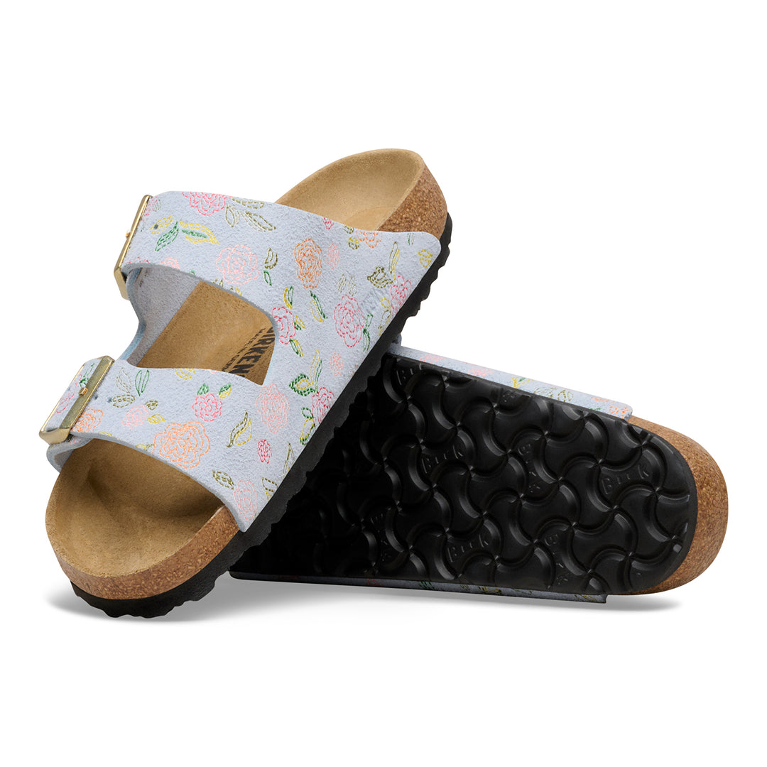 birkenstock arizona women's | flowers baby blue