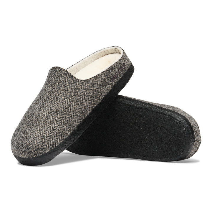 birkenstock amsterdam shearling women's | herringbone gray natural