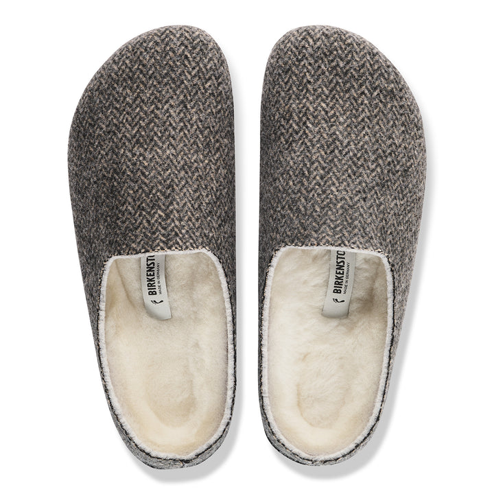 birkenstock amsterdam shearling women's | herringbone gray natural
