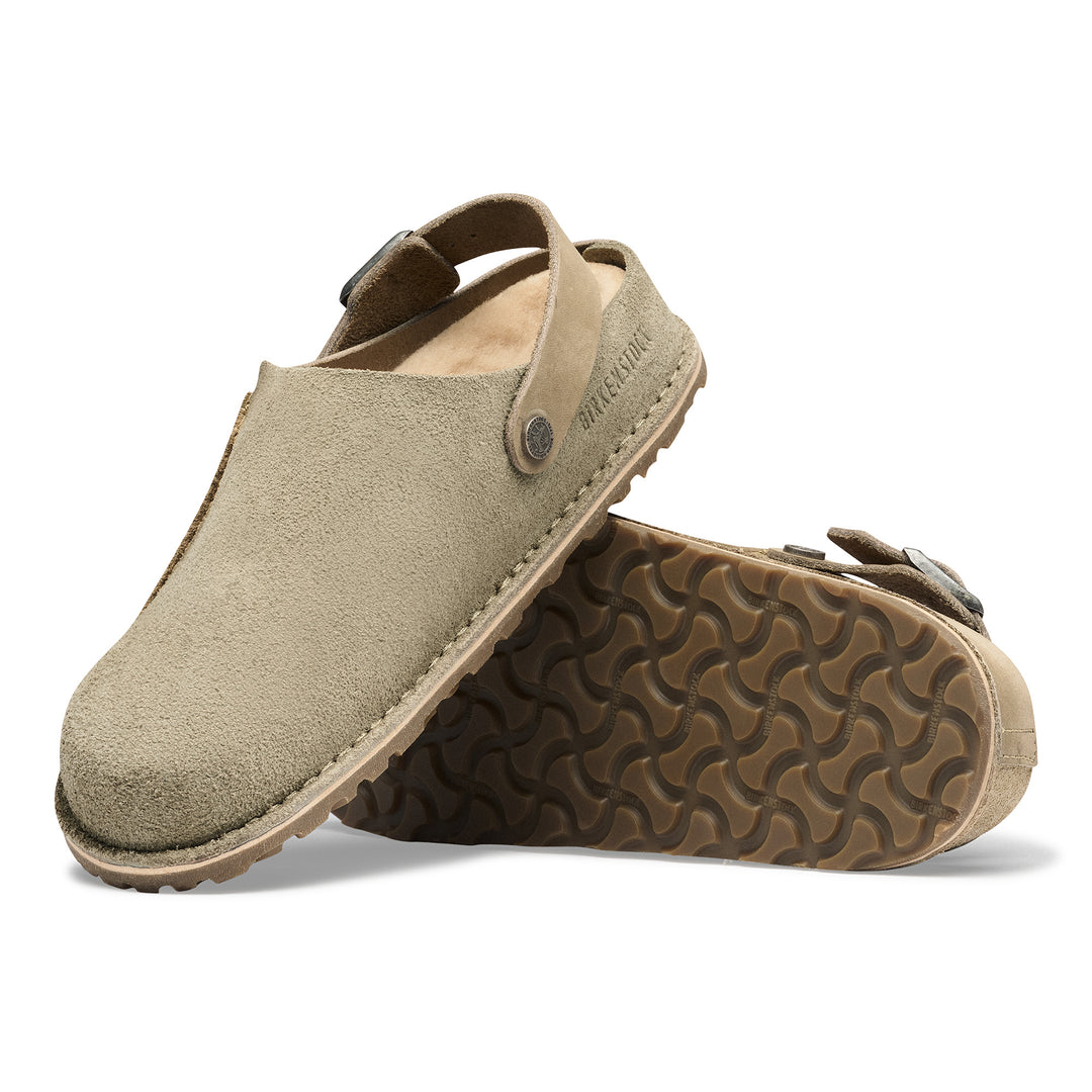 birkenstock lutry shearling women's | taupe