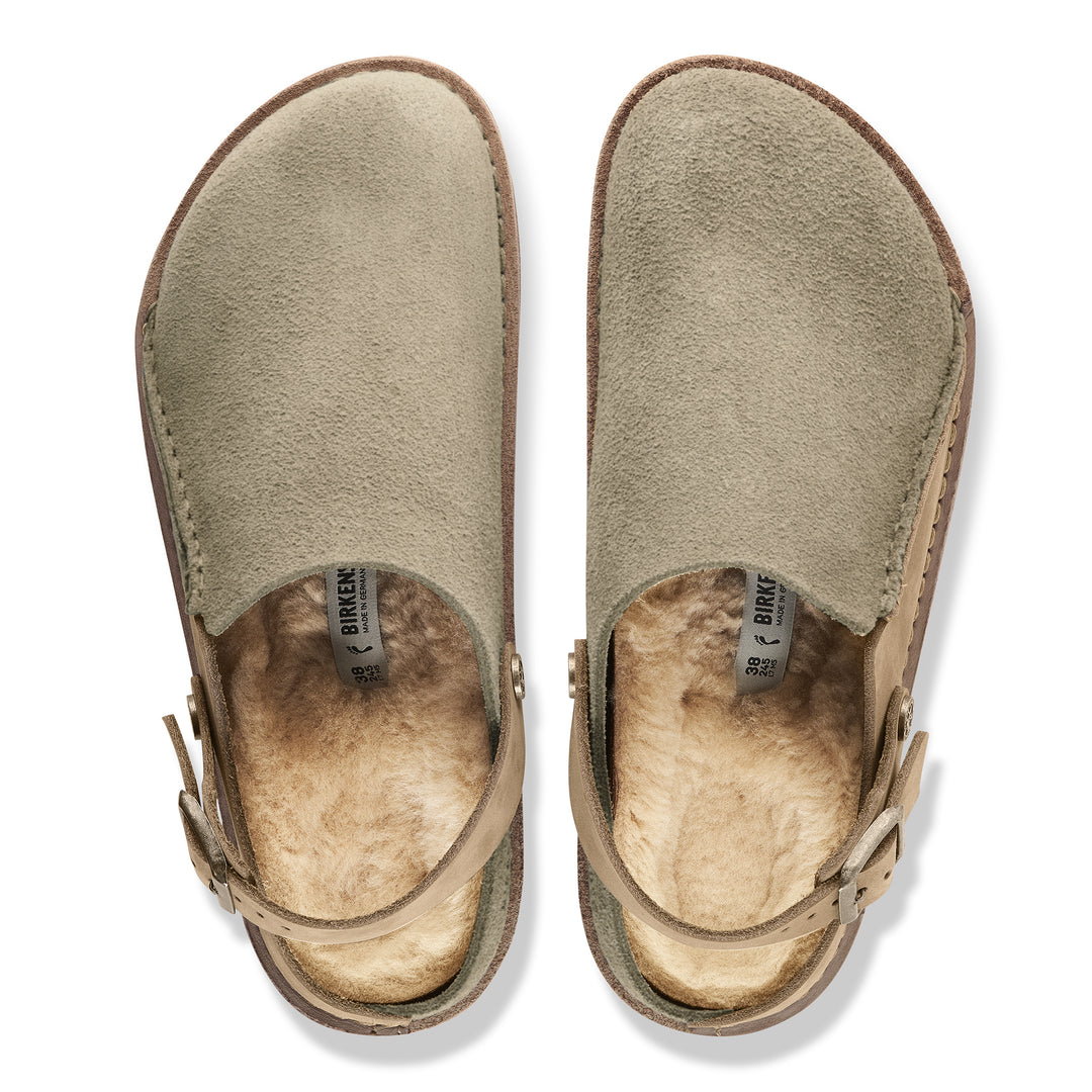birkenstock lutry shearling women's | taupe