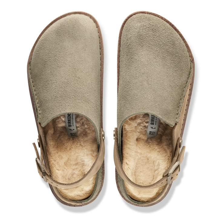 birkenstock lutry shearling women's | taupe