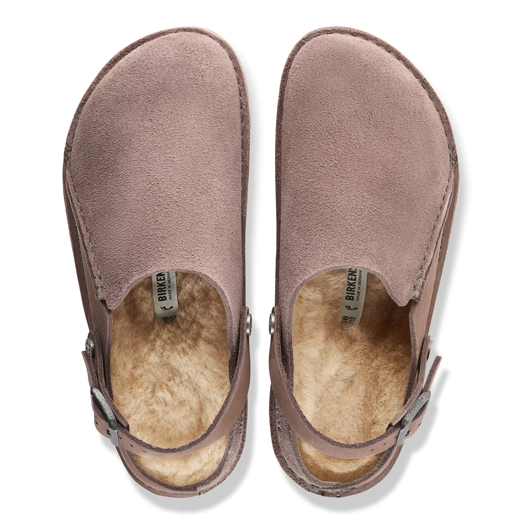 birkenstock lutry shearling women's | faded purple