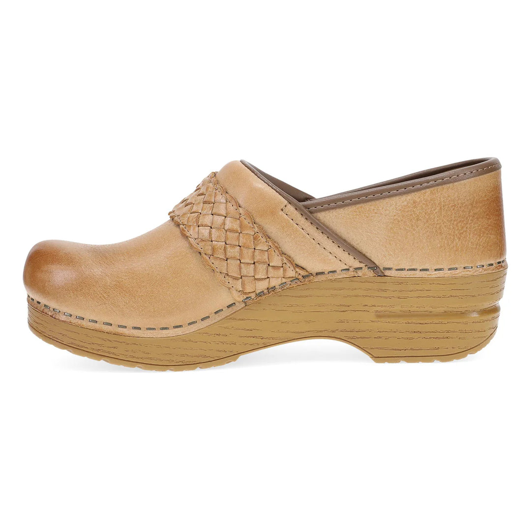 dansko pro braided clog women's | honey distressed
