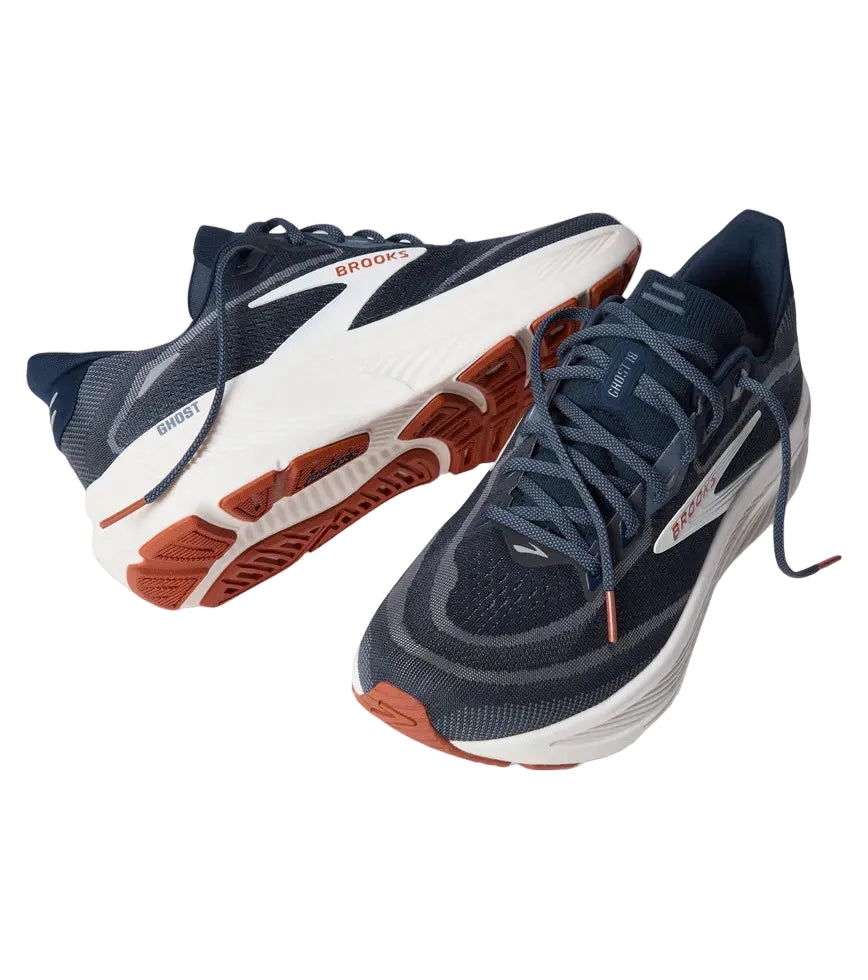 brooks ghost 18 men's | navy blazer red earth blue