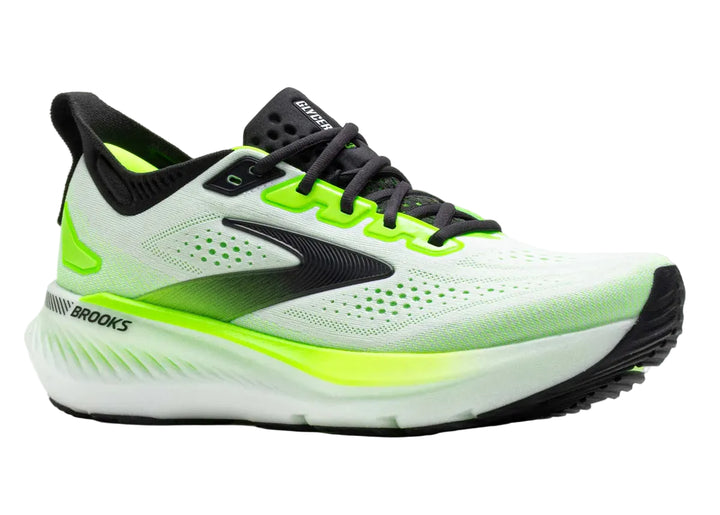 brooks glycerin gts 23 men's | white/phantom/green gecko