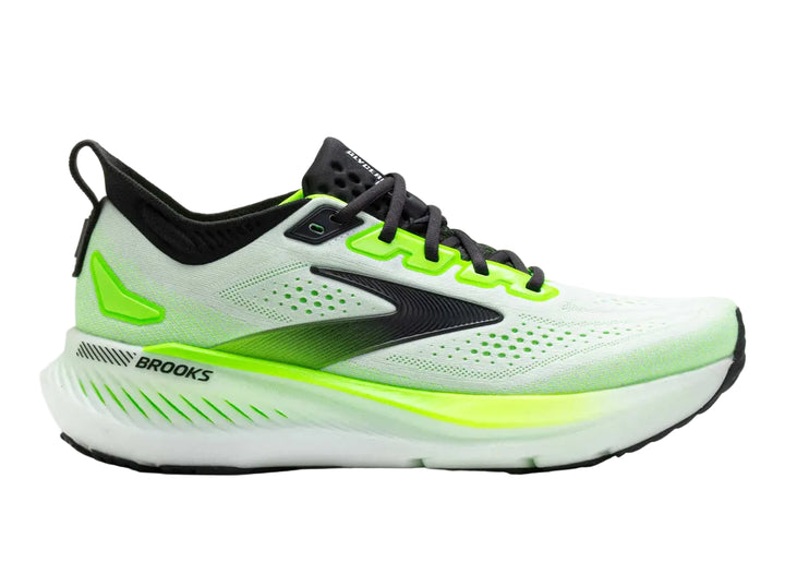 brooks glycerin gts 23 men's | white/phantom/green gecko