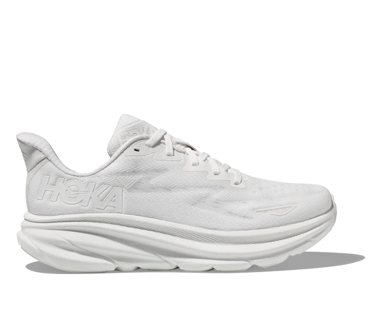 hoka clifton 9 wide women's | white/white