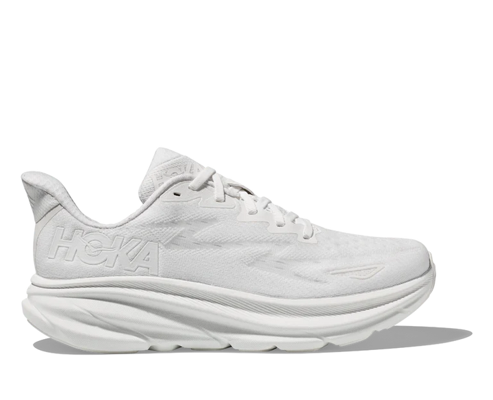 hoka clifton 9 wide women's | white/white