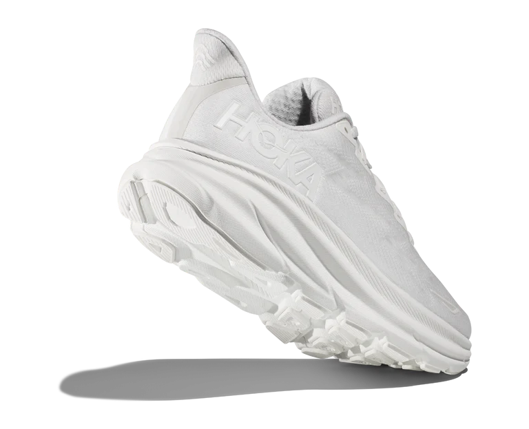 hoka clifton 9 wide women's | white/white
