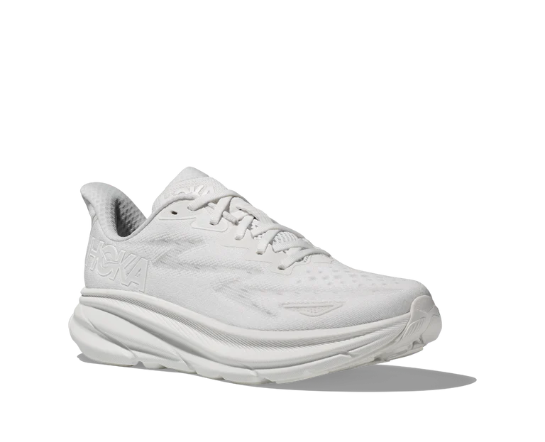 hoka clifton 9 wide women's | white/white