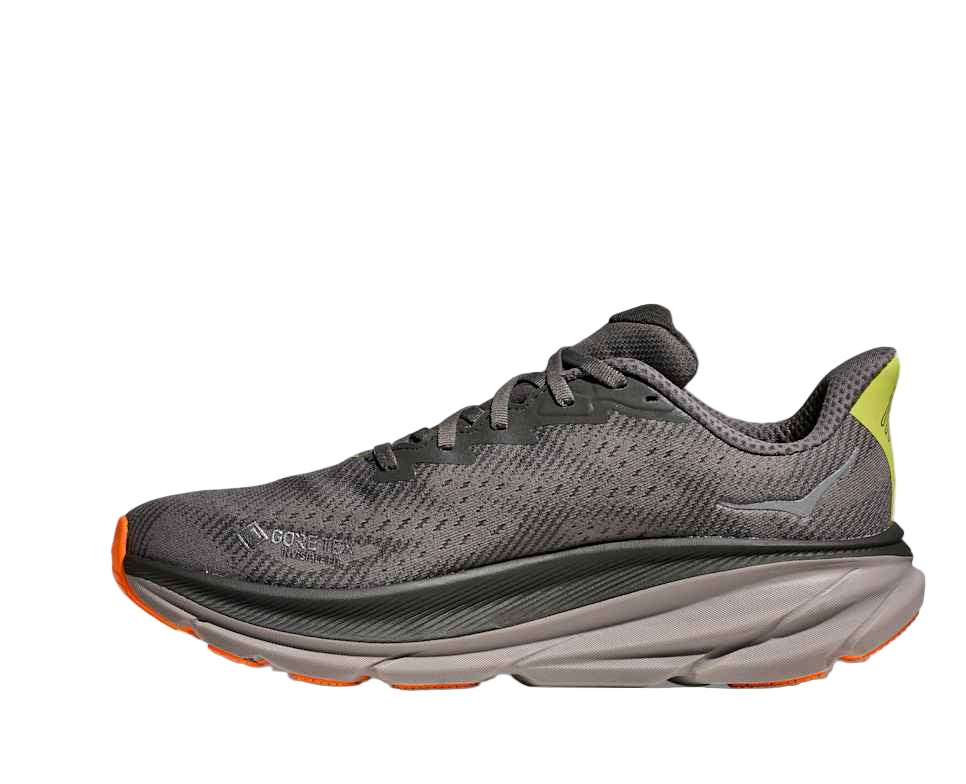 hoka clifton 9 gore-tex men's | asphalt grey / gravel