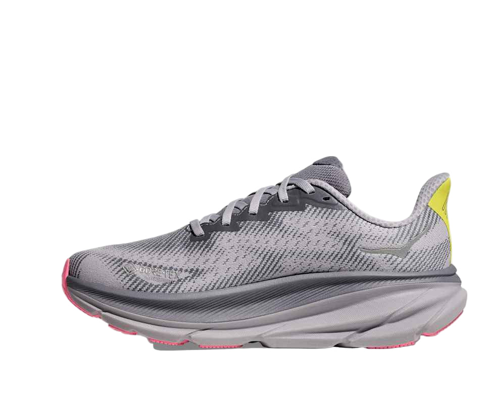 hoka clifton 9 gore-tex women's | grey skies / foggy grey