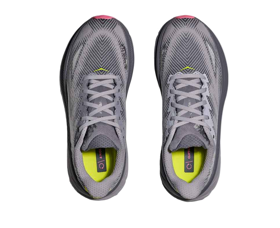 hoka clifton 9 gore-tex women's | grey skies / foggy grey