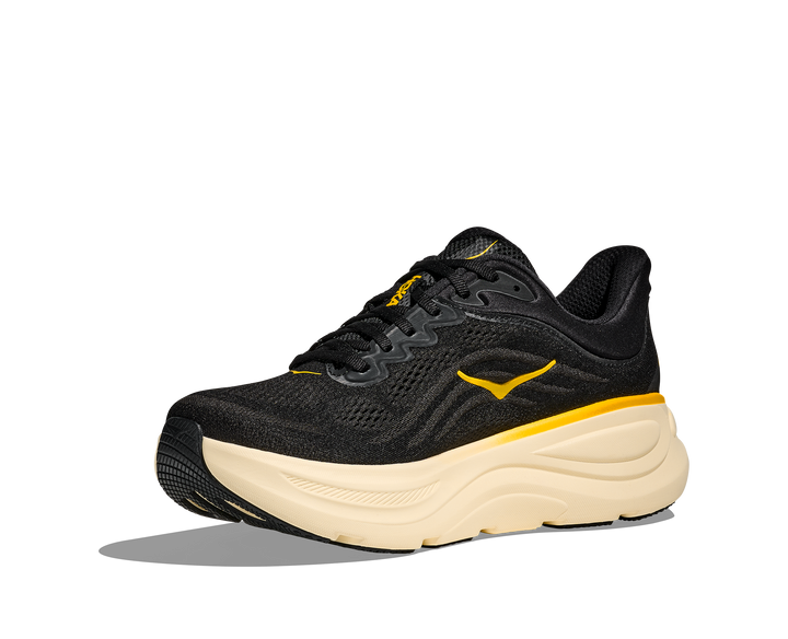 hoka bondi 9 men's | carbon black / yellow gold